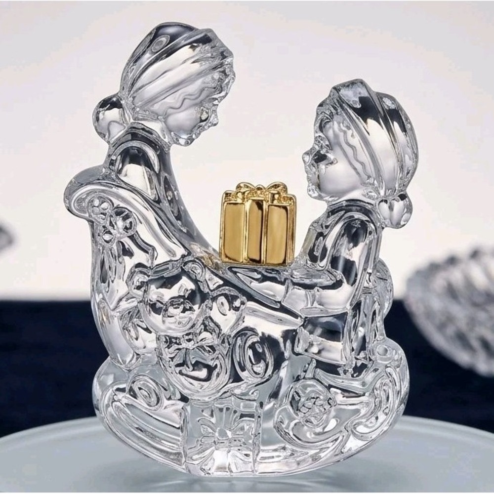 2002 Waterford‎ Marquis Crystal Figurine Elves Packing The Sleigh 3rd in Series